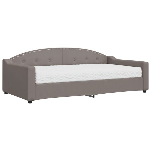 vidaXL Lit de jour avec matelas taupe 100x200 cm tissu