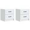 vidaXL Cabinet de chevet 2 pi&egrave;ces Blanc 43 x 34,5 x 44,5 cm