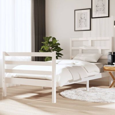 vidaXL Cadre de lit Blanc 90x190 cm Simple Bois massif