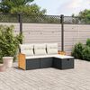 vidaXL Salon de jardin 4 pcs avec coussins noir r&eacute;sine tress&eacute;e