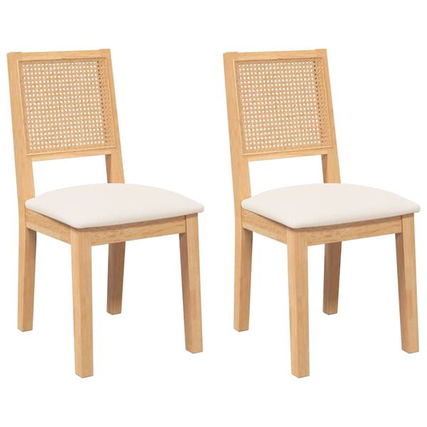 vidaXL Chaises à manger coussins 2 pcs bois massif caoutchouc