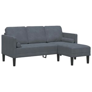 vidaXL Ensemble de Canap&eacute;s avec coussin Gris fonc&eacute; Polyester