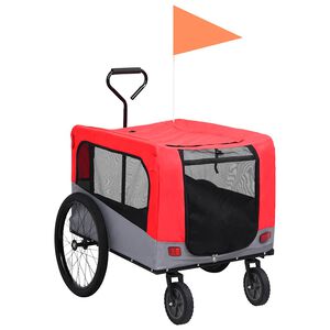 vidaXL Remorque de v&eacute;lo pour chiens et poussette 2-en-1 rouge et gris