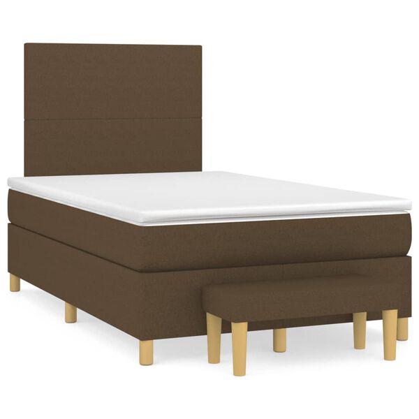 vidaXL Sommier &agrave; lattes de lit et matelas marron fonc&eacute; 120x190cm tissu