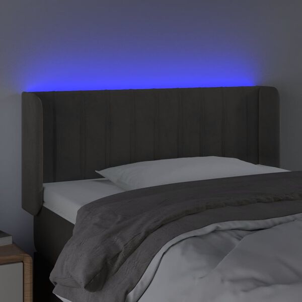 vidaXL T&ecirc;te de lit &agrave; LED Gris fonc&eacute; 93x16x78/88 cm Velours