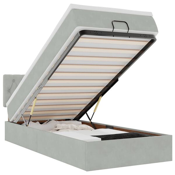vidaXL Cadre de lit ottoman et matelas gris clair 100x200 cm velours