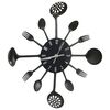 vidaXL Horloge murale et cuillère avec fourchette Noir 40 cm Aluminium