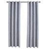 vidaXL Rideaux occultants avec anneaux en m&eacute;tal 2 pcs Gris 140x245 cm