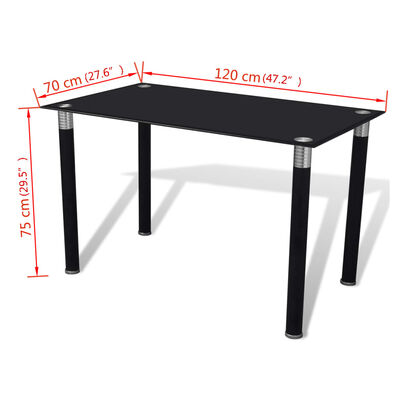 vidaXL Table de salle à manger avec dessus de table en verre Noir