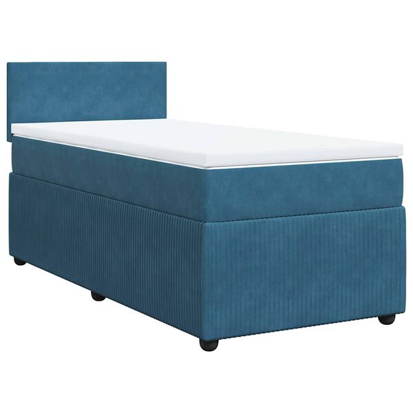 vidaXL Sommier &agrave; lattes de lit avec matelas bleu 90x190 cm velours