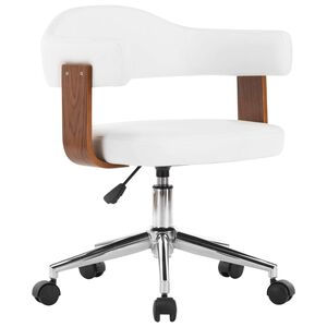 vidaXL Chaise pivotante de bureau Blanc Bois courb&eacute; et similicuir