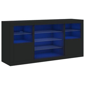 vidaXL Buffet avec lumi&egrave;res LED noir 142,5x37x67 cm