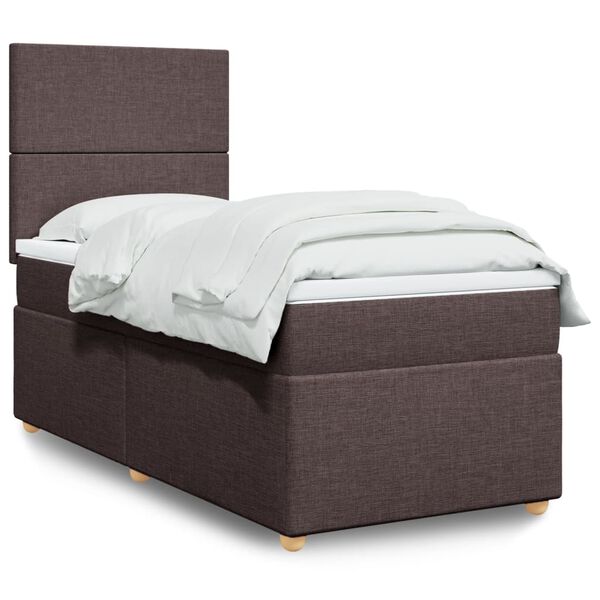 vidaXL Sommier &agrave; lattes de lit avec matelas Marron fonc&eacute; 90x200 cm