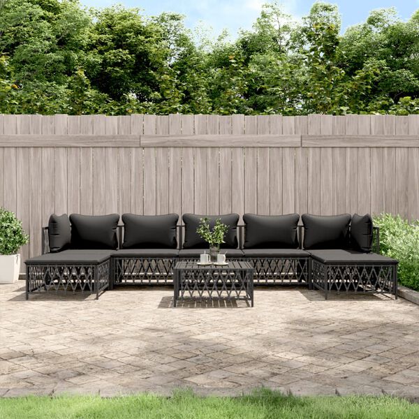 vidaXL Salon de jardin 8 pcs avec coussins anthracite acier