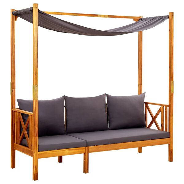 vidaXL Banc de jardin avec auvent et repose-pieds Bois d'acacia solide