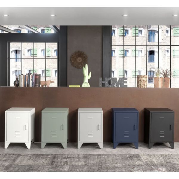 Vipack Table de chevet avec porte Bronxx M&eacute;tal Blanc mat