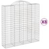 vidaXL Paniers &agrave; gabions arqu&eacute;s 8 pcs 200x50x200/220 cm Fer galvanis&eacute;