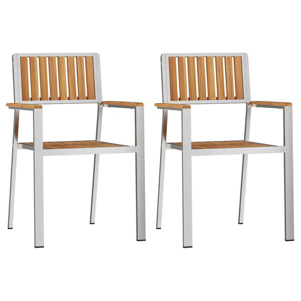 vidaXL Chaise de jardin 2 pcs Marron Bois de teck massif