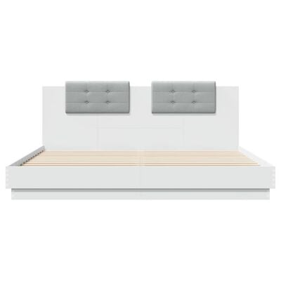 vidaXL Cadre de lit avec tête de lit et lumières LED blanc 180x200 cm