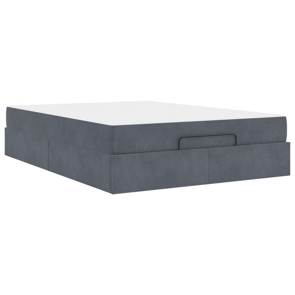 vidaXL Cadre de lit avec matelas avec matelas 2 pcs Gris Fonc&eacute; Velours