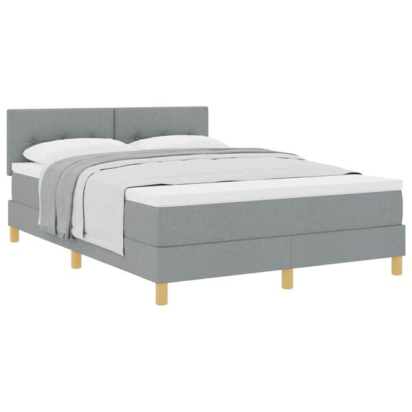 vidaXL Lit boxspring avec matelas Gris clair 140 x 200 cm tissu