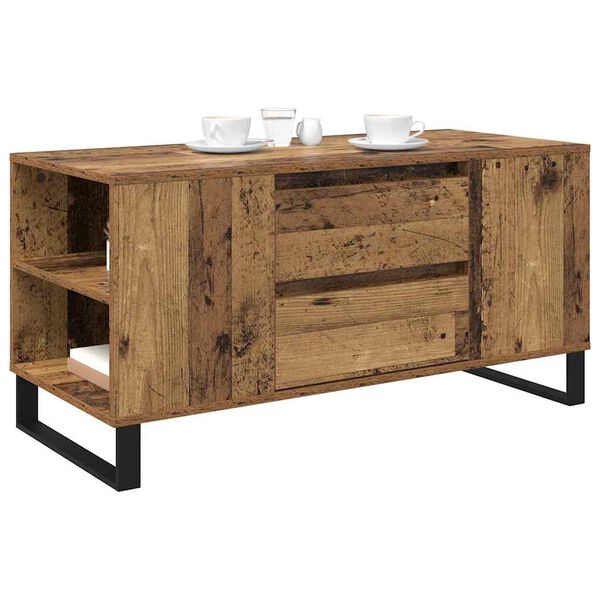 vidaXL Table basse Bois Ancien 102 x 44,5 x 50 cm Bois d'ing&eacute;nierie