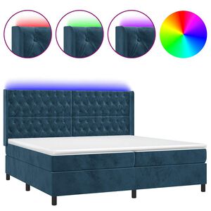 vidaXL Sommier &agrave; lattes de lit matelas et LED Bleu fonc&eacute; 200x200 cm