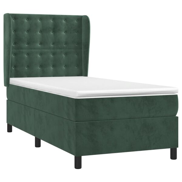 vidaXL Sommier &agrave; lattes de lit avec matelas Vert fonc&eacute; 100x200 cm