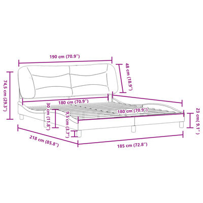 vidaXL Cadre de lit sans matelas blanc 180x200 cm similicuir