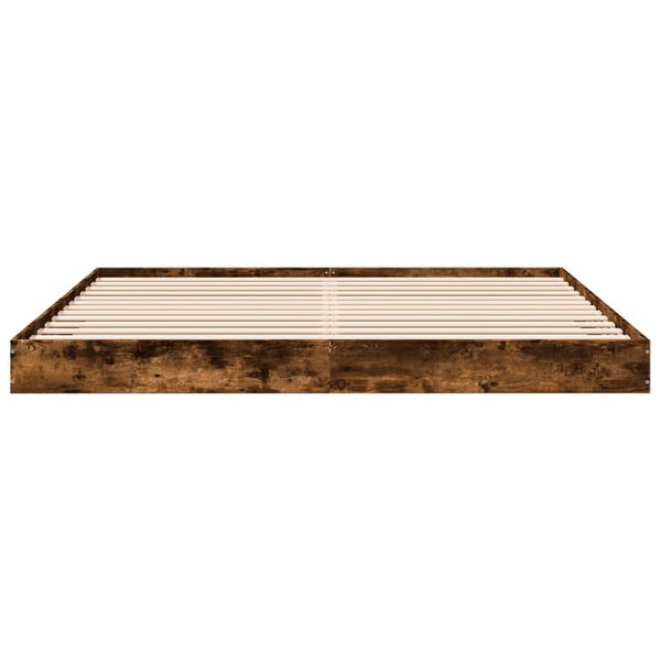 vidaXL Cadre de lit sans matelas ch&ecirc;ne fum&eacute; 200x200 cm bois ing&eacute;nierie