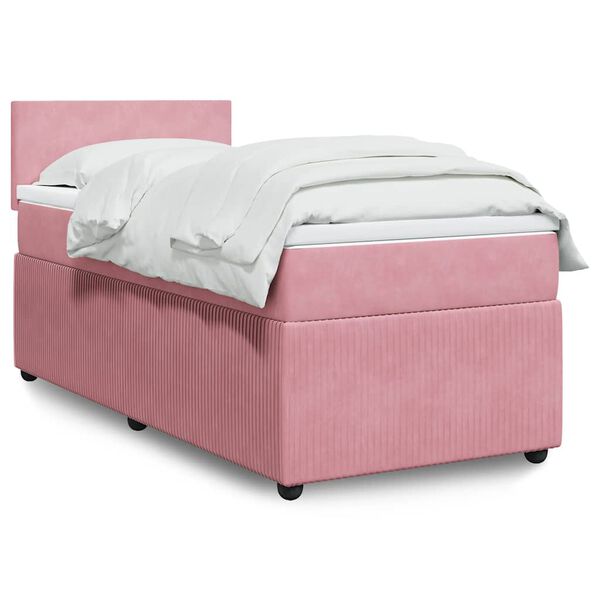 vidaXL Sommier &agrave; lattes de lit avec matelas Rose 90x190 cm Velours