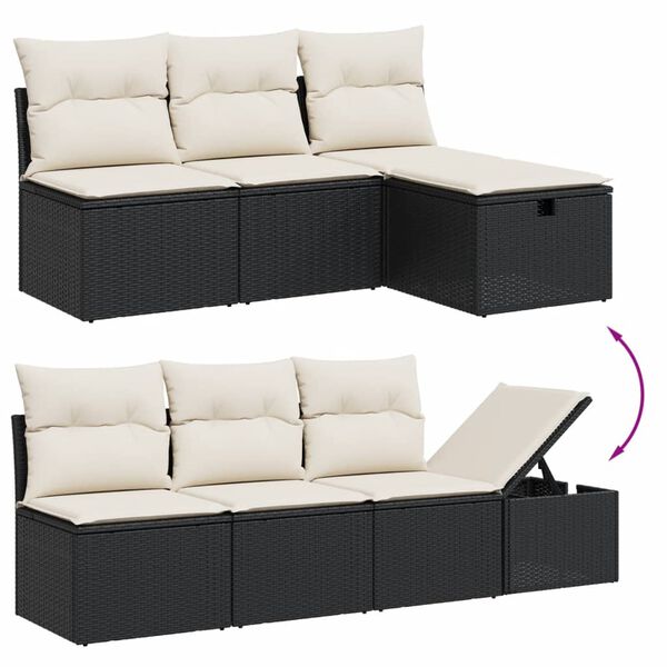 vidaXL Salon de jardin 7 pcs avec coussins noir r&eacute;sine tress&eacute;e