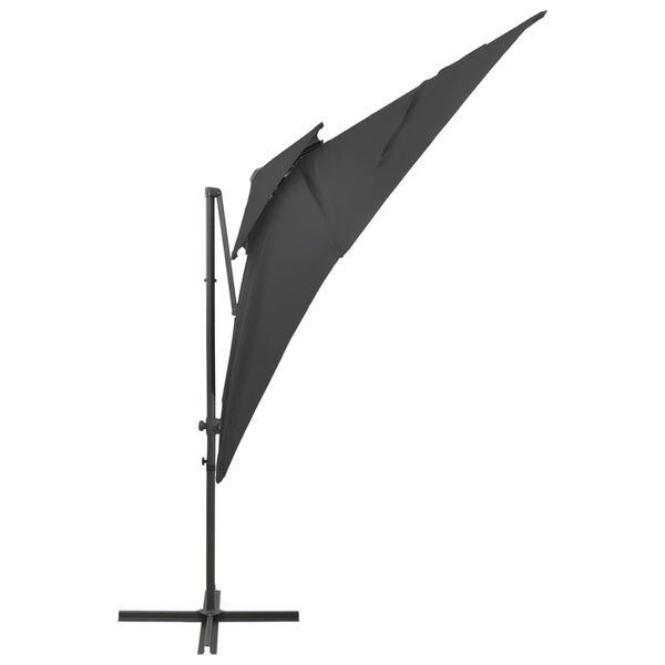 vidaXL Parasol de jardin en porte-à-faux à double toit anthracite