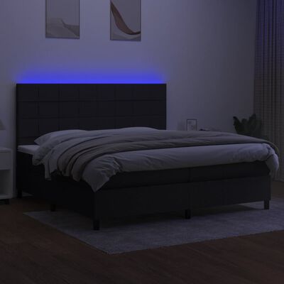 vidaXL Sommier à lattes de lit et matelas et LED Noir 200x200 cm Tissu