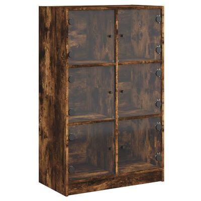 vidaXL Buffet haut avec portes chêne fumé 68x37x109 cm bois ingénierie