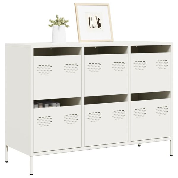 vidaXL Buffet blanc 101,5x39x73,5 cm acier lamin&eacute; &agrave; froid