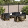 vidaXL Salon de jardin 9 pcs avec coussins bois de pin imprégné