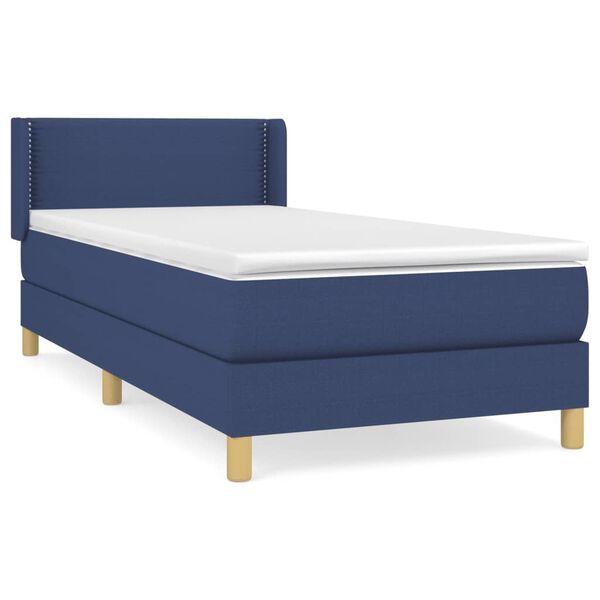 vidaXL Sommier &agrave; lattes de lit avec matelas Bleu 90x200 cm Tissu