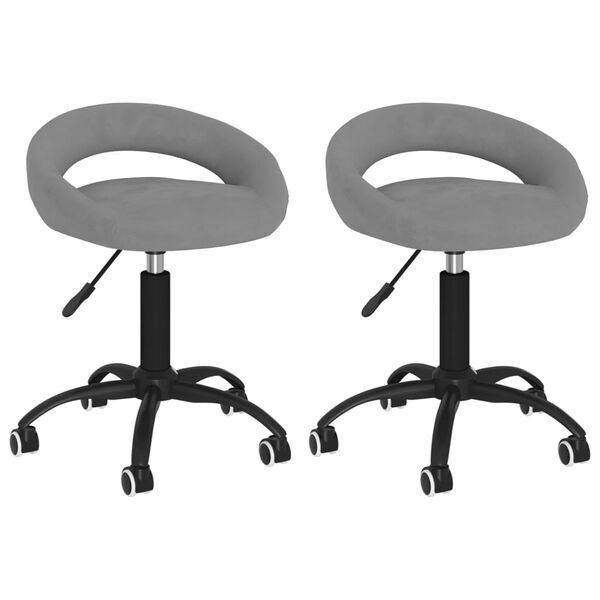 vidaXL Chaises pivotantes &agrave; manger lot de 2 gris clair velours