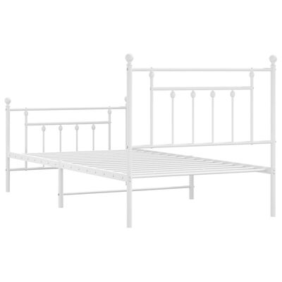 vidaXL Cadre de lit métal sans matelas et pied de lit blanc 100x190 cm