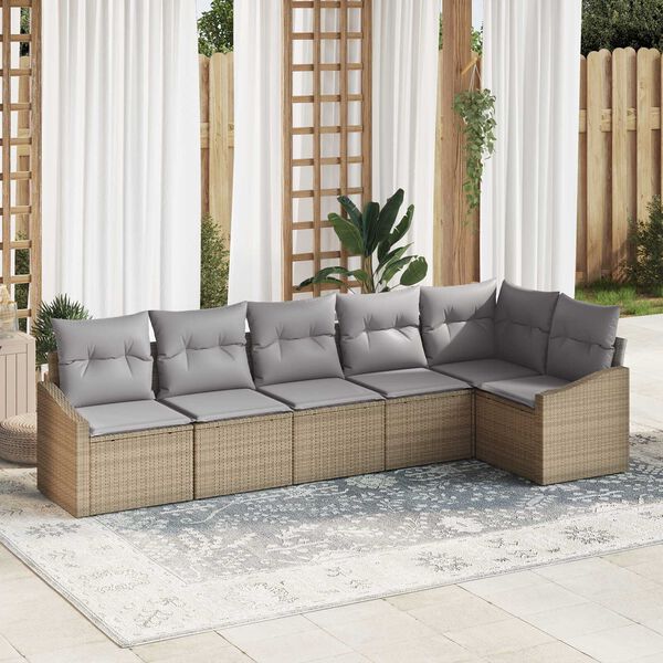 vidaXL Ensemble de canap&eacute; de jardin 6 pcs Beige et Gris clair