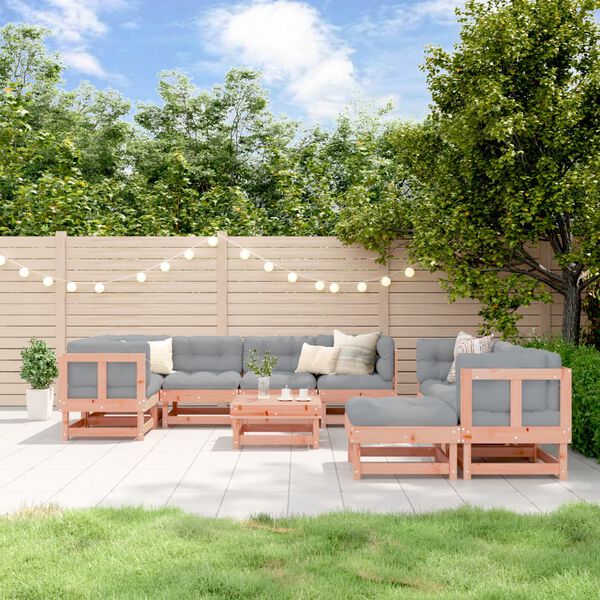 vidaXL Salon de jardin 10 pcs avec coussins bois massif douglas