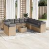 vidaXL Salon de jardin avec coussins 12 pcs beige r&eacute;sine tress&eacute;e