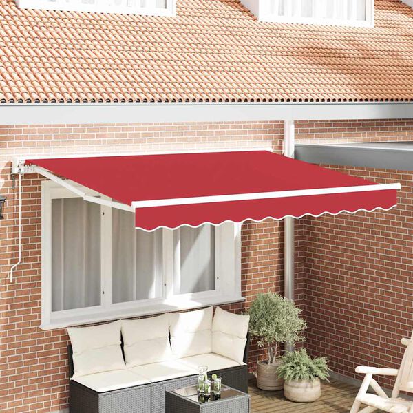 vidaXL Auvent Rétractable Rouge 350 x 200 cm Polyester et métal