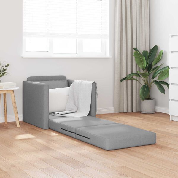 vidaXL Canap&eacute;-lit pliant Gris clair 74 x 77 x 81 cm tissu