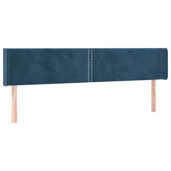 vidaXL T&ecirc;te de lit &agrave; LED Bleu fonc&eacute; 203x16x78/88 cm Velours