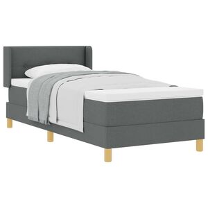 vidaXL Lit &agrave; Ressorts avec matelas Gris fonc&eacute; 80 x 200 cm tissu