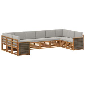 vidaXL Ensemble de canap&eacute;s d'ext&eacute;rieur 7 pc Naturel et gris clair