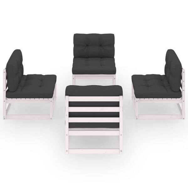 vidaXL Salon de jardin 4 pcs avec coussins Bois de pin massif