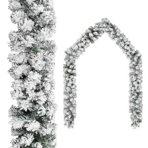 vidaXL Guirlande de No&euml;l avec neige floqu&eacute;e Vert 10 m PVC